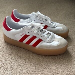 Adidas Sambae White and Red Trainers
